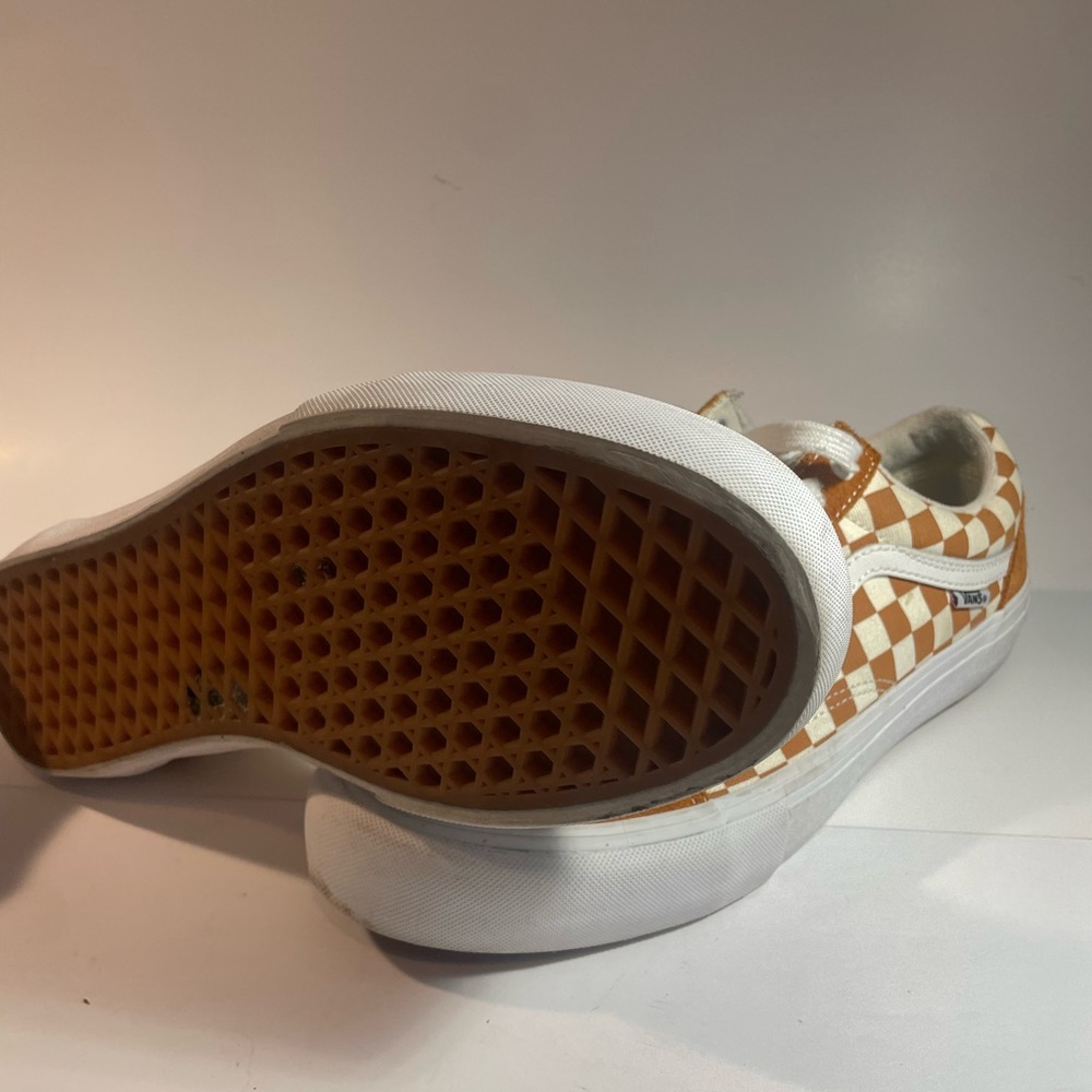 Vans Men's Checkerboard Sneakers - Orange and White - Picture 5 of 6